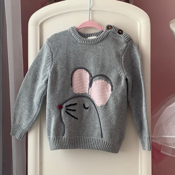 Hanna Andersson Knit Mouse Button Sweater